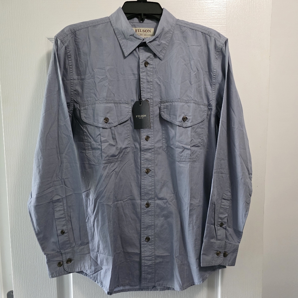 Men's Filson Feather Cloth Button-Down Shirt Size XS New With Tags Smoke Blue